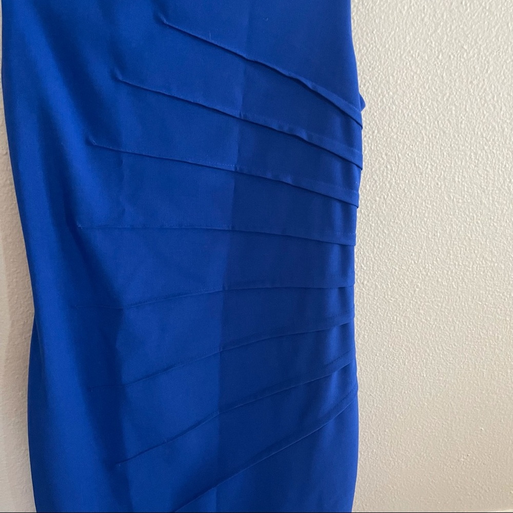 Calvin Klein Blue Scuba Crepe Ruched Dress - Picture 6 of 15